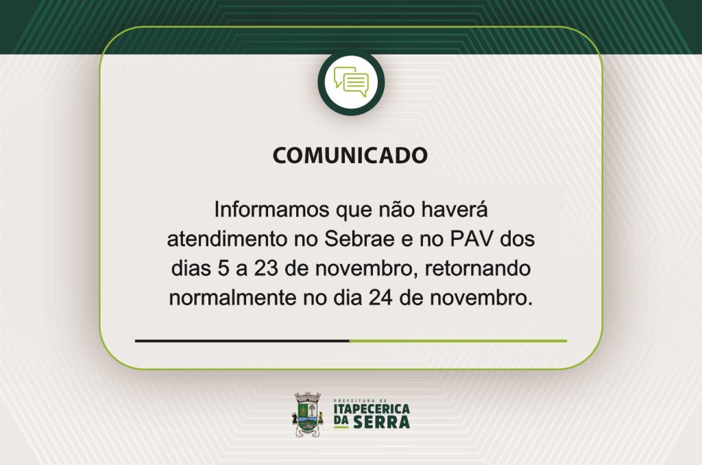 COMUNICADO | SEBRAE E PAV