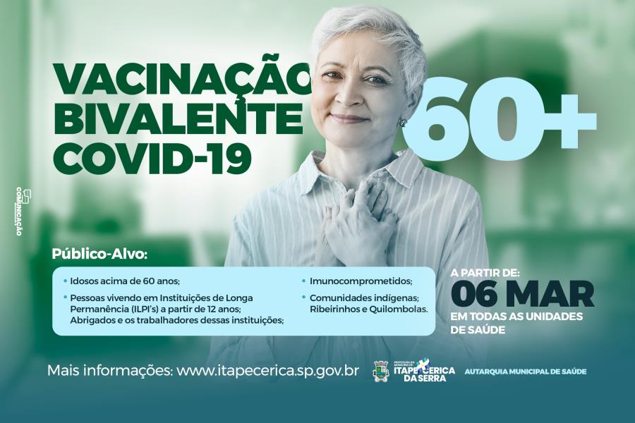 Vacinação Bivalente Covid-19: Público 60+ já pode ser vacinado em todas as unidades de saúde