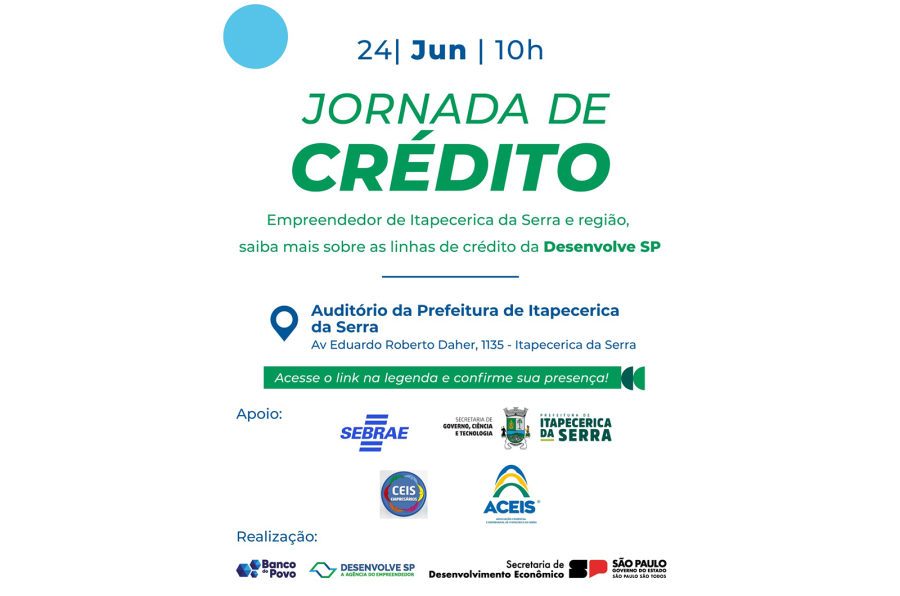 Jornada de Crédito: Evento apresentará linhas de crédito para empreendedores