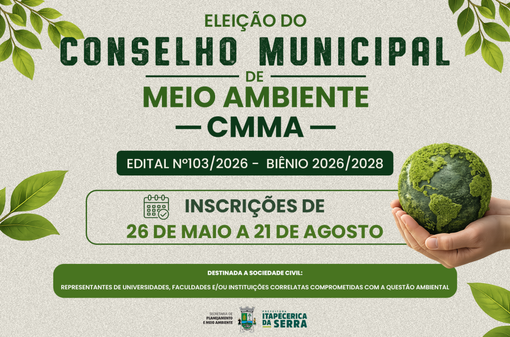 Prefeitura abre inscrições para eleição do Conselho Municipal de Meio Ambiente
