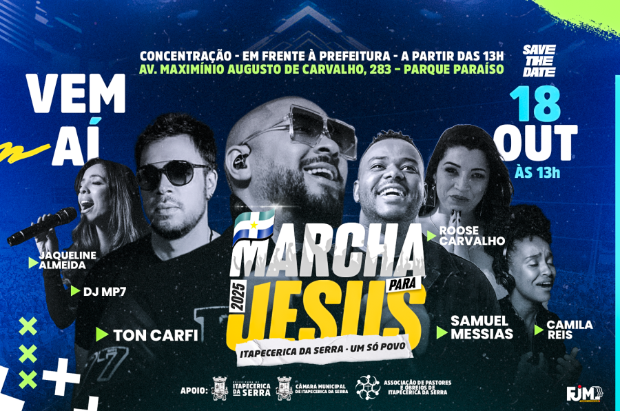 Marcha para Jesus 2025 será realizada em Itapecerica da Serra no dia 18 de outubro