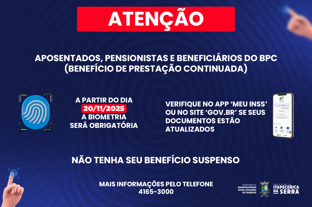 Biometria no INSS será obrigatória: veja quem pode ter benefício suspenso em novembro