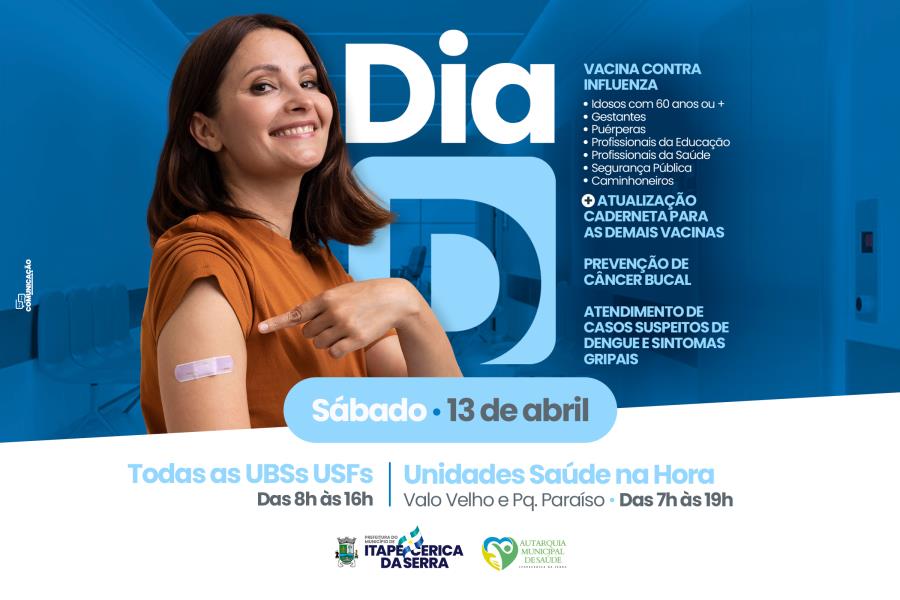 Neste sábado tem “Dia D” da vacinação