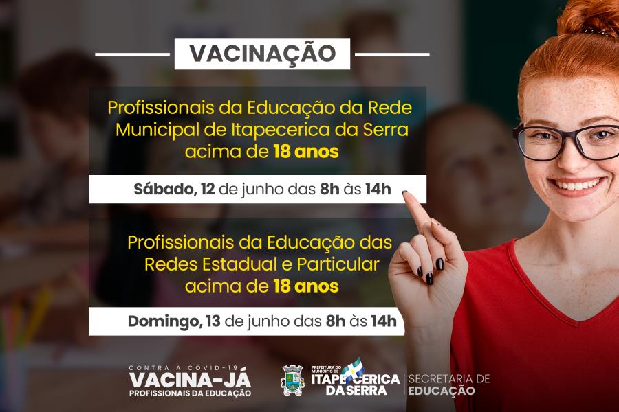 Covid-19: Itapecerica da Serra realizará vacinação para os profissionais da educação neste final de semana