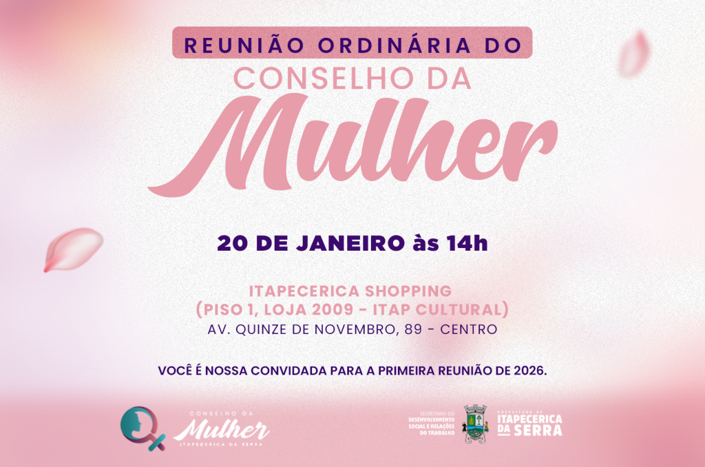 Conselho Municipal da Mulher convida população para participar de primeira Reunião Ordinária de 2026
