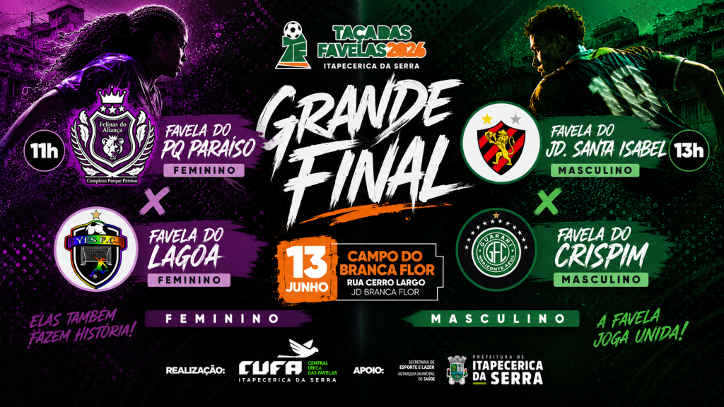 Taça das Favelas: finais da 5ª edição do campeonato em Itapecerica da Serra acontecem neste sábado no Jd. Branca Flor