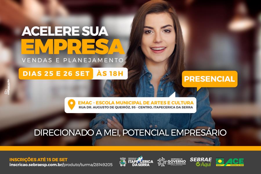 Prefeitura realiza curso “Acelere sua Empresa – Vendas e Planejamento”, destinado a MEI