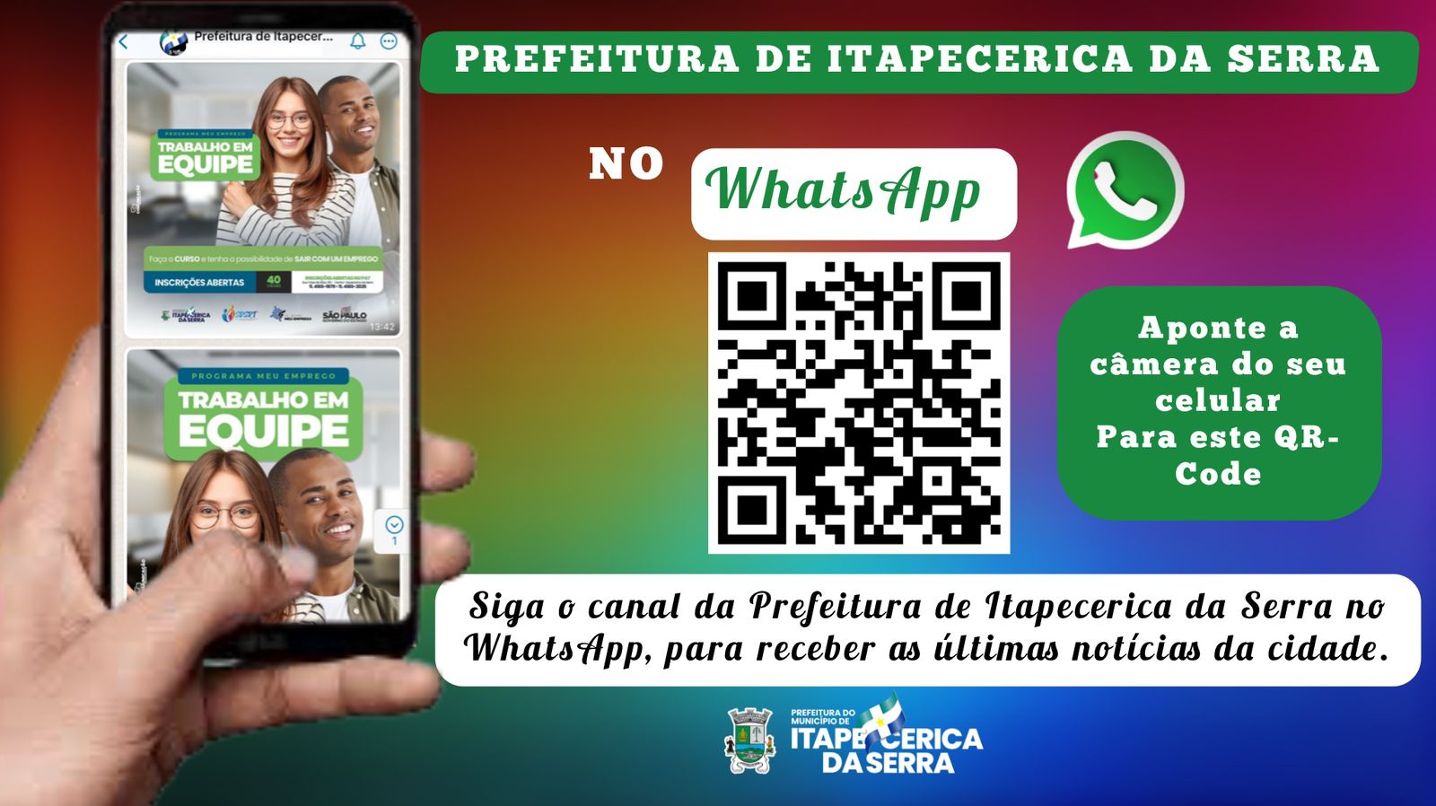 Siga o canal da Prefeitura de Itapecerica da Serra no WhatsApp