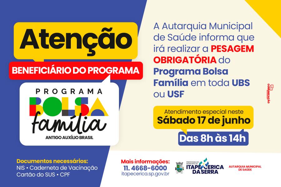 Pesagem Obrigatória do Bolsa Família: Autarquia de Saúde começa a ação neste sábado (17/06)