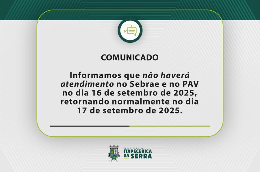 COMUNICADO SEBRAE  E PAV