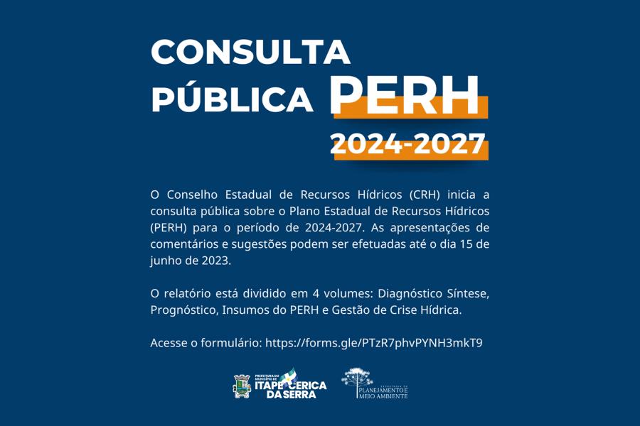 Consulta Pública: Plano Estadual de Recursos Hídricos