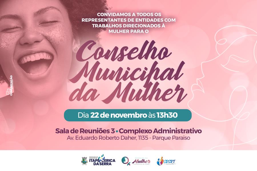 Conselho da Mulher tem reunião marcada para o dia 22 de novembro