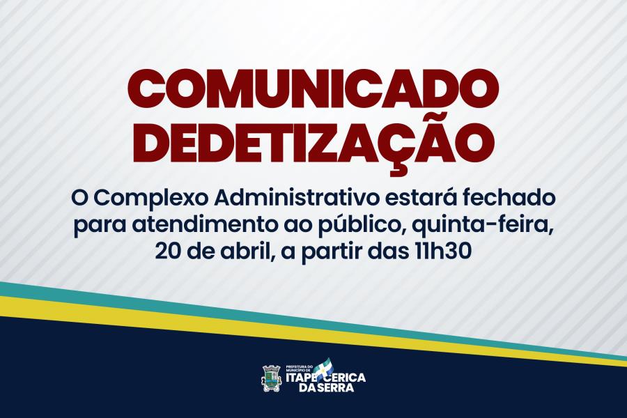 Devido à dedetização, expediente da Prefeitura será reduzido nesta quinta-feira