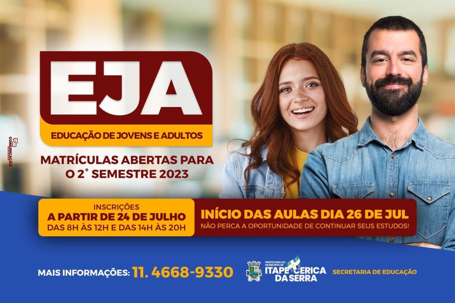 EJA tem matrículas abertas a partir do próximo dia 24