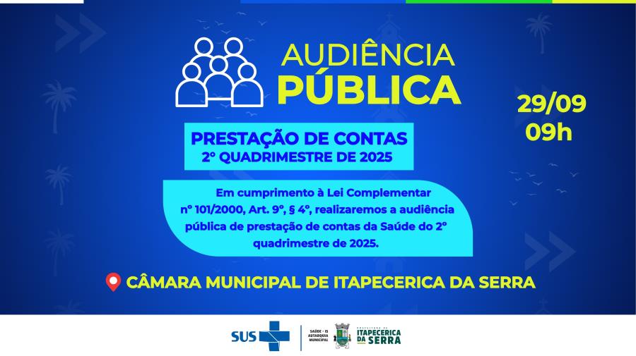 Audiência Pública de Prestação de Contas da Saúde – 2º Quadrimestre de 2025