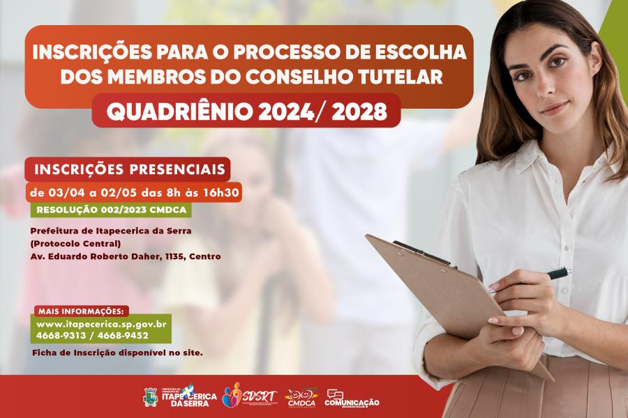 Últimos dias das inscrições para escolha dos novos membros do Conselho Tutelar