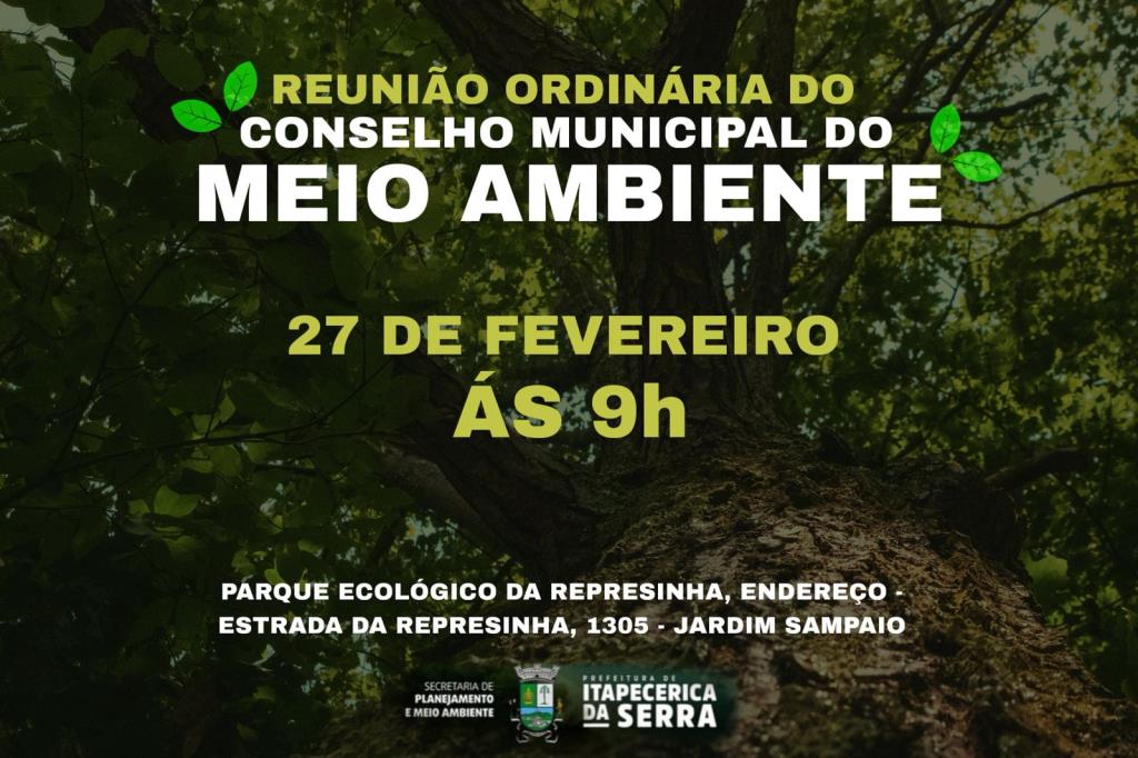 Conselho Municipal do Meio Ambiente se reúne na próxima quinta-feira, 27 de fevereiro