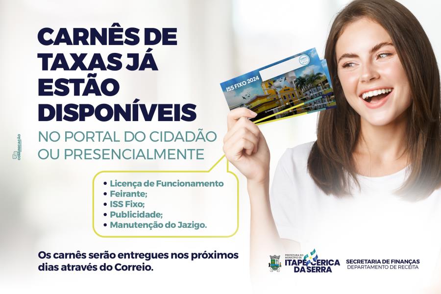 Carnês do ISS e demais taxas já estão disponíveis