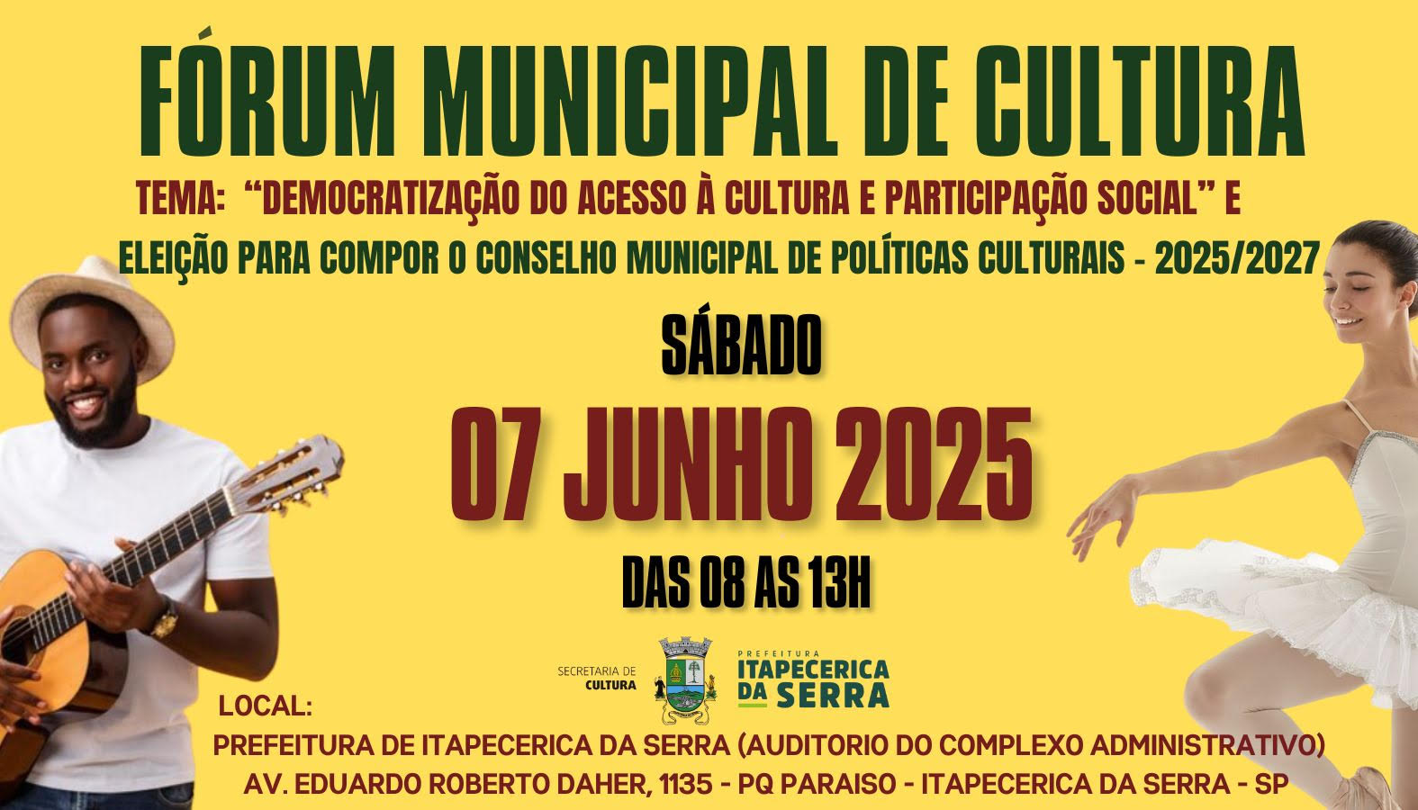 Itapecerica da Serra terá Fórum Municipal de Cultura no dia 07/06