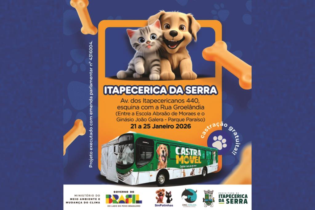 Inscrições abertas: Itapecerica da Serra oferece castração gratuita de cães e gatos em janeiro