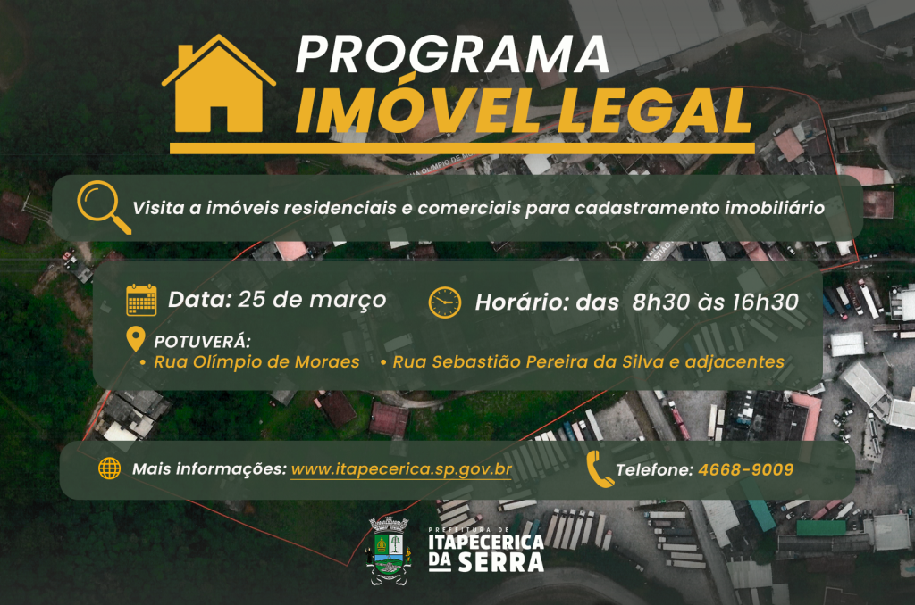 Programa Imóvel Legal: Prefeitura visita imóveis do núcleo Olimpio de Morais no dia 25 de março