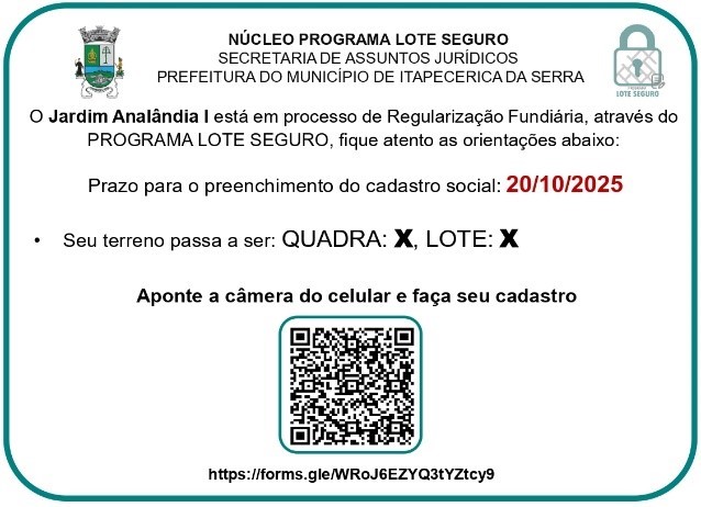 NÚCLEO DO PROGRAMA LOTE SEGURO (JARDIM ANALÂNDIA I)