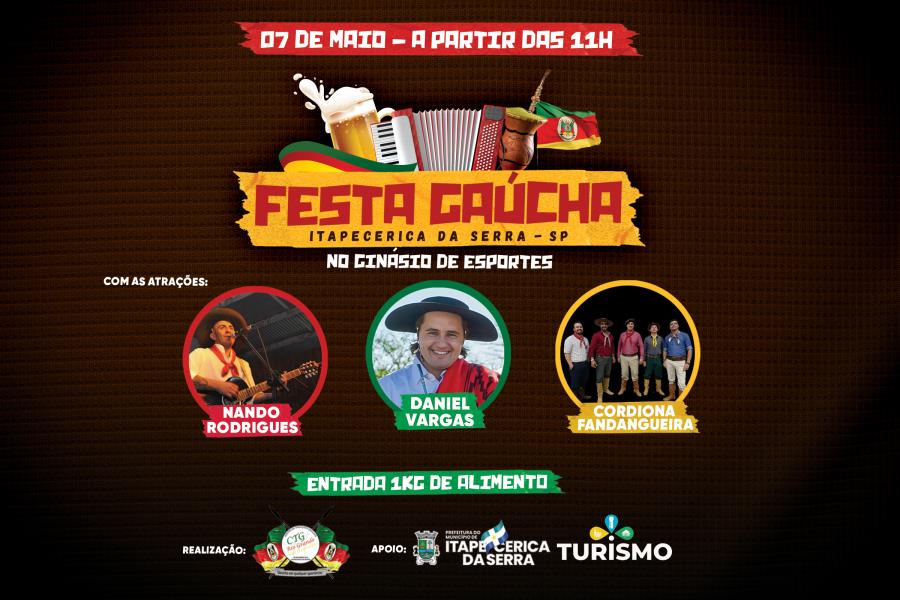 Festa Gaúcha acontece dia 7 de maio em comemoração ao aniversário da cidade
