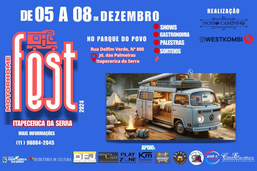 Em dezembro, Parque do Povo recebe Encontro de Motorhomes