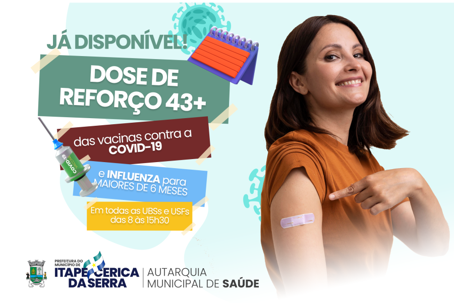 A partir de 29 de junho estará disponível a 4ª dose contra a Covid-19 para pessoas com 43 anos ou mais