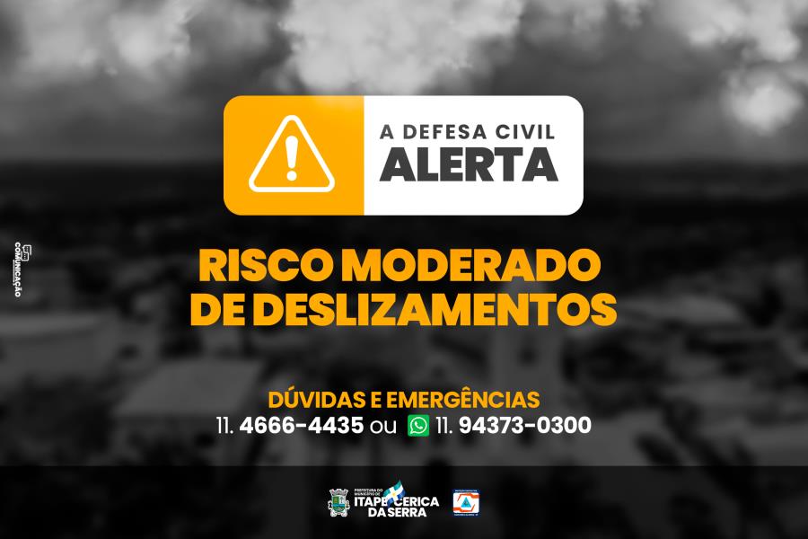 Alerta da Defesa Civil: risco de deslizamentos na cidade até domingo (02/10)