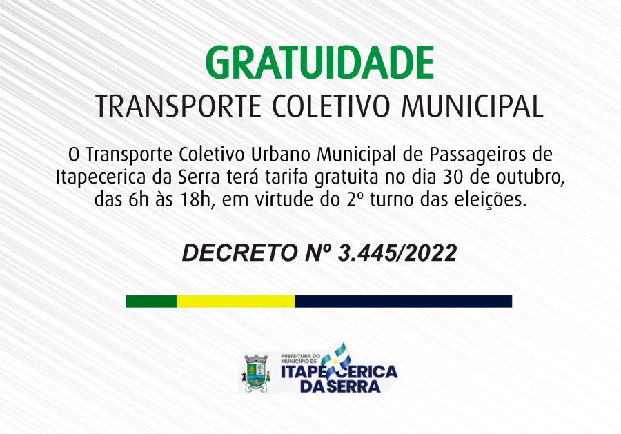 Eleições 2022: transporte público municipal será gratuito neste domingo (30)