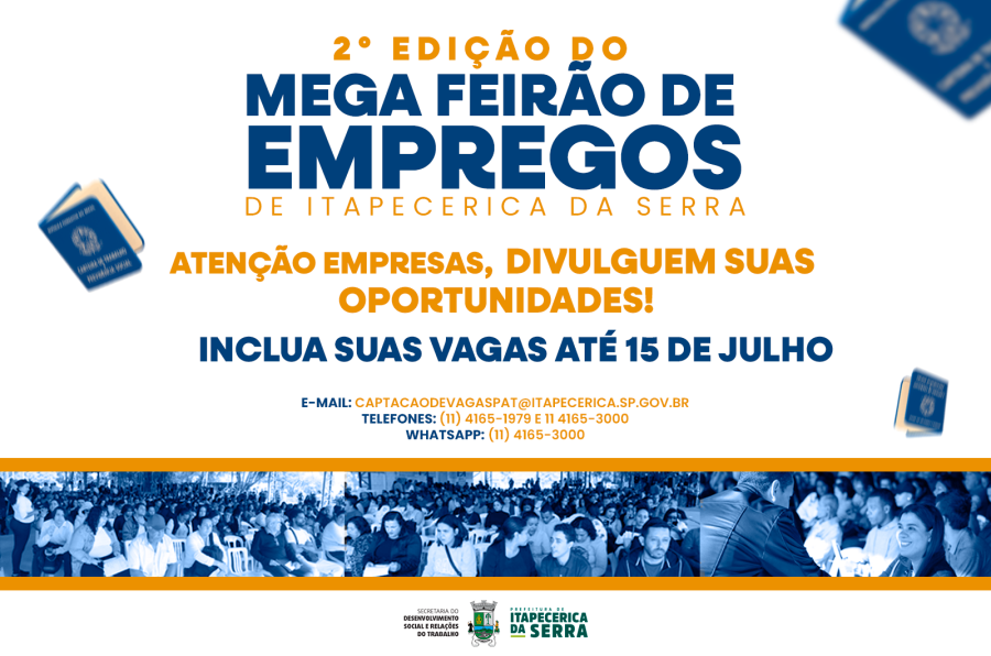 Empresas podem cadastrar vagas para 2° Edição do Mega Feirão de Emprego