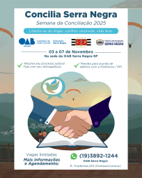 03 a 07 de Novembro Na sede da OAB Serra Negra-SP