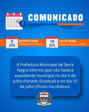 Feriado de 9 de julho e ponto facultativo