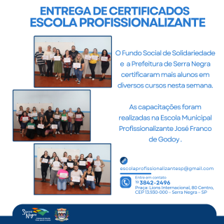 POST Entregas de Certificados escola profissionalizante