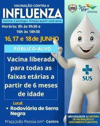 Vacinação Influenza 2025 - todos os públicos 16, 17 e 18 de junho - Rodoviária