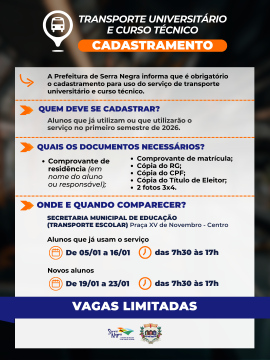 Transporte Escolar Recadastramento1º72025 a 1672025