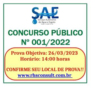 Arte Concurso Publico 001-2022 SAE Nova - Prova Objetiva