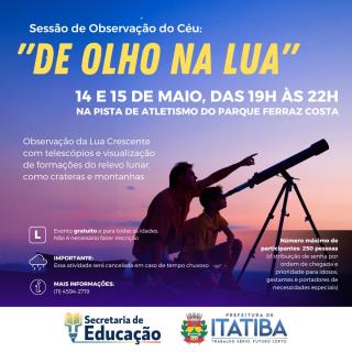 Secretaria de Educação promove observação do céu nesta terça e quarta (14 e 15/05)