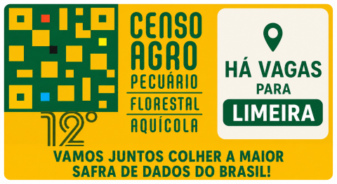IBGE abre inscrições para processo seletivo com vagas em Limeira para o 12º Censo Agropecuário