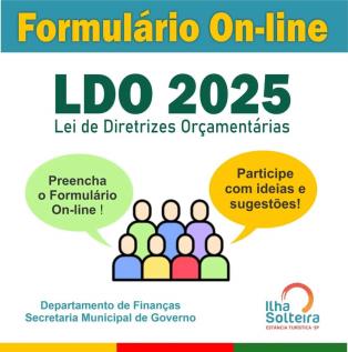 Prefeitura disponibiliza formulário on-line para receber sugestão da população para a LDO 2025
