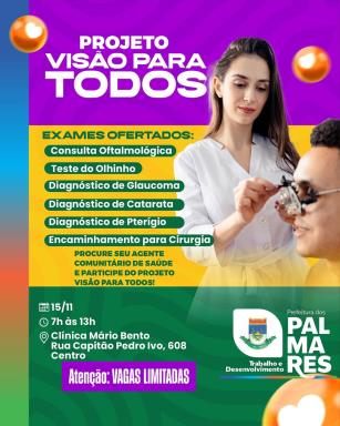 Mais um sábado com mais uma edição do Projeto Visão para Todos! 👁️💜💚Com atendimentos oftalmol