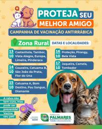 🐶🐱 PROTEJA SEU MELHOR AMIGO!A Campanha de Vacinação Antirrábica segue agora na Zona Rural!Conf