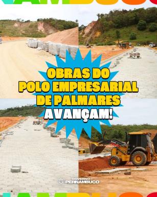 O Governo de Pernambuco está avançando com as obras do Polo Empresarial de Palmares! 🚜 🚀No mun