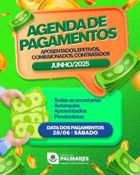TEM NOTÍCIA BOA NESTE FINAL DE SEMANA! O pagamento referente ao mês de junho será realizado neste sábado.No dia 28-06, todos os servidores aposentados, pensionistas, efetivos, comissionados e contratados de todas a