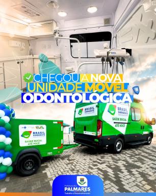 🦷🚐 Mais um grande avanço para a saúde de Palmares!A nova Unidade Móvel Odontológica já chegou