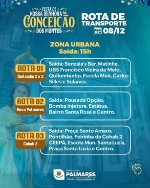 A programação da Festa de Nossa Senhora da Conceição contará com transporte gratuito para levar