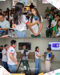ESTUDANTES DA RÁDIO ESTUDANTIL PALMARES VISITAM RÁDIO CAMPESTRE FMVisita técnica aproxima jovens (1)