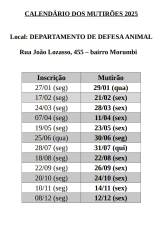 cronograma castração