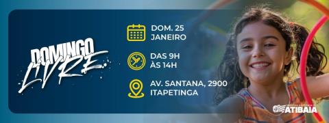 Primeiro Domingo Livre de 2026 será no bairro Itapetinga
